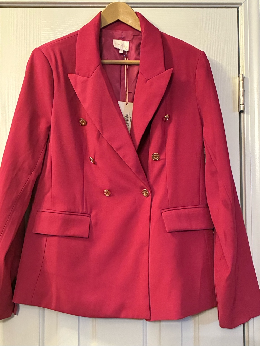 Entro Violet Double-Breasted Business Attire Fall Winter Jacket Blazer. Large
